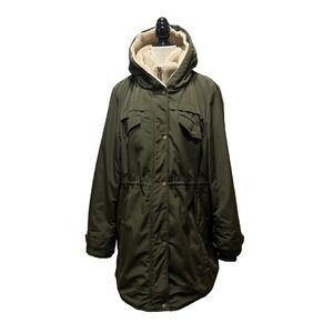 Koolaburra by UGG Women's XL Olive Green Hooded Sherpa Lined‎ Parka Jacket